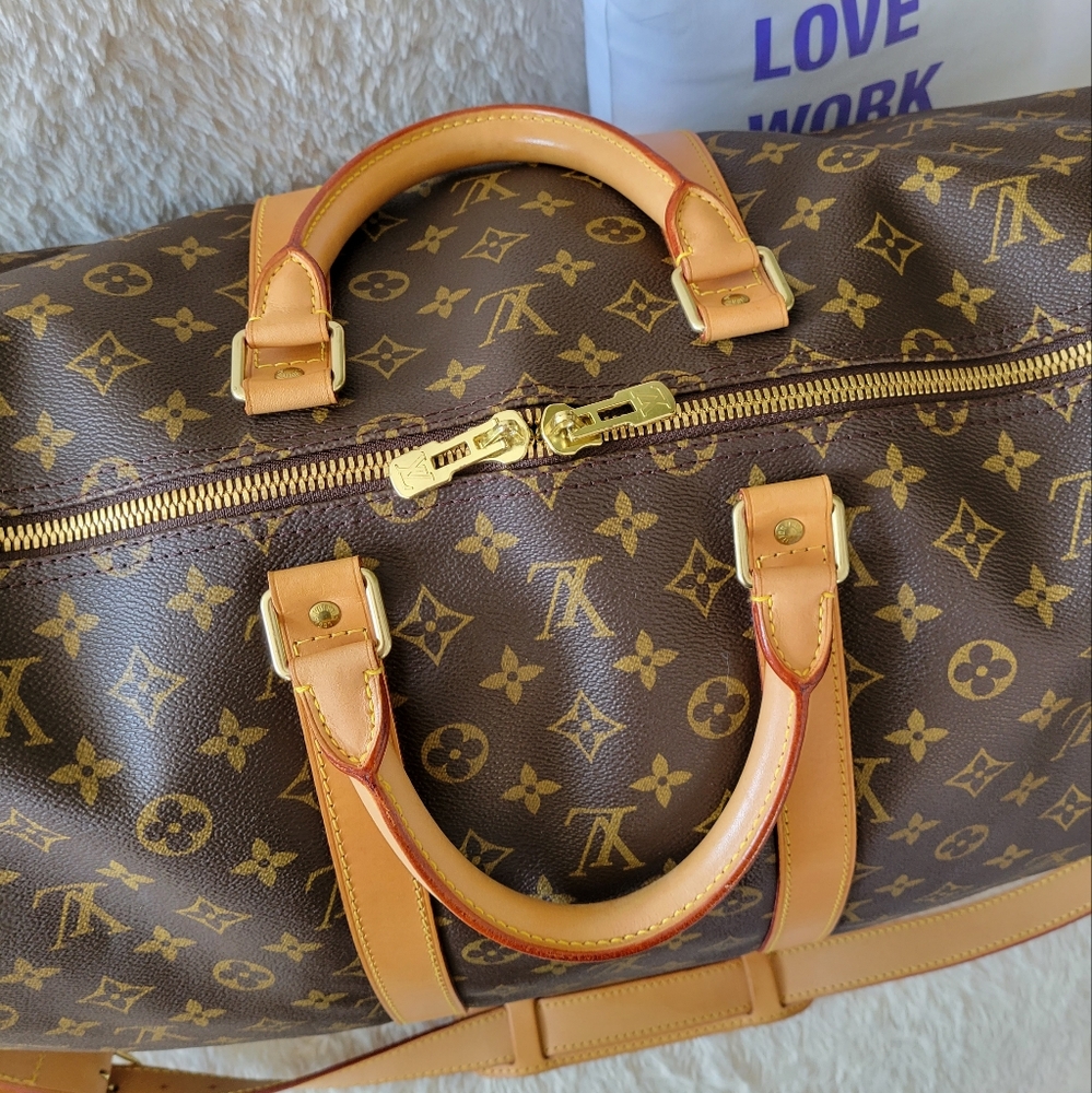 BEAUTIFUL ❤Authentic LV Keepall 55 Bandouliere w/ Strap Travel Bag Monogram - Picture 9 of 16